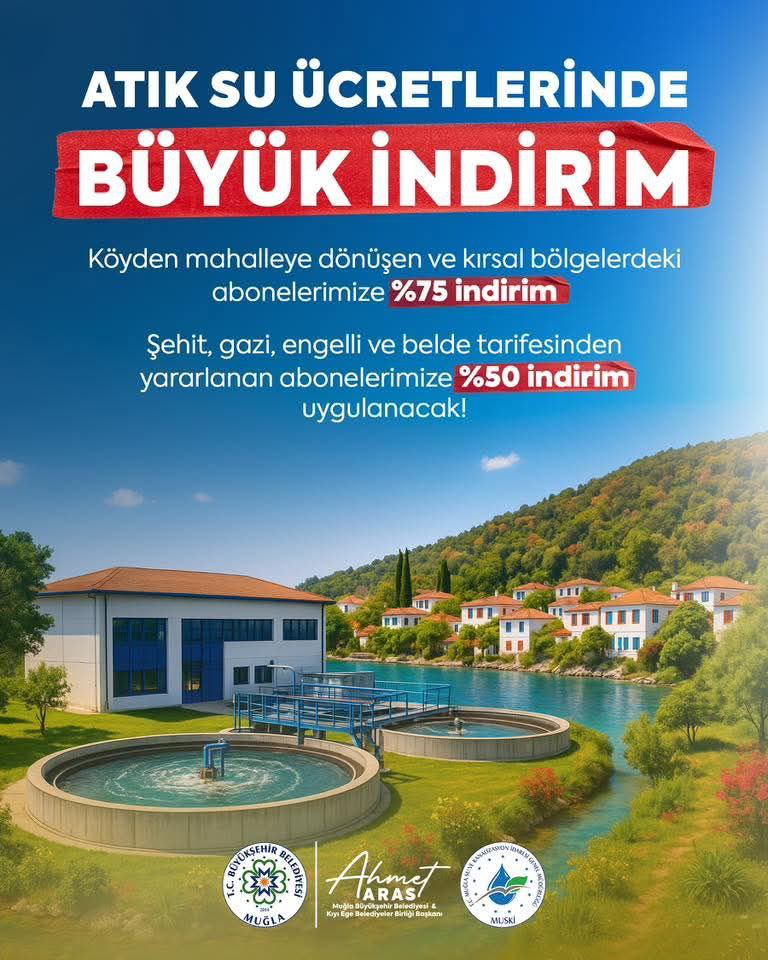 Muğla’da Atık Su Ücretlerinde Büyük İndirim Müjdesi