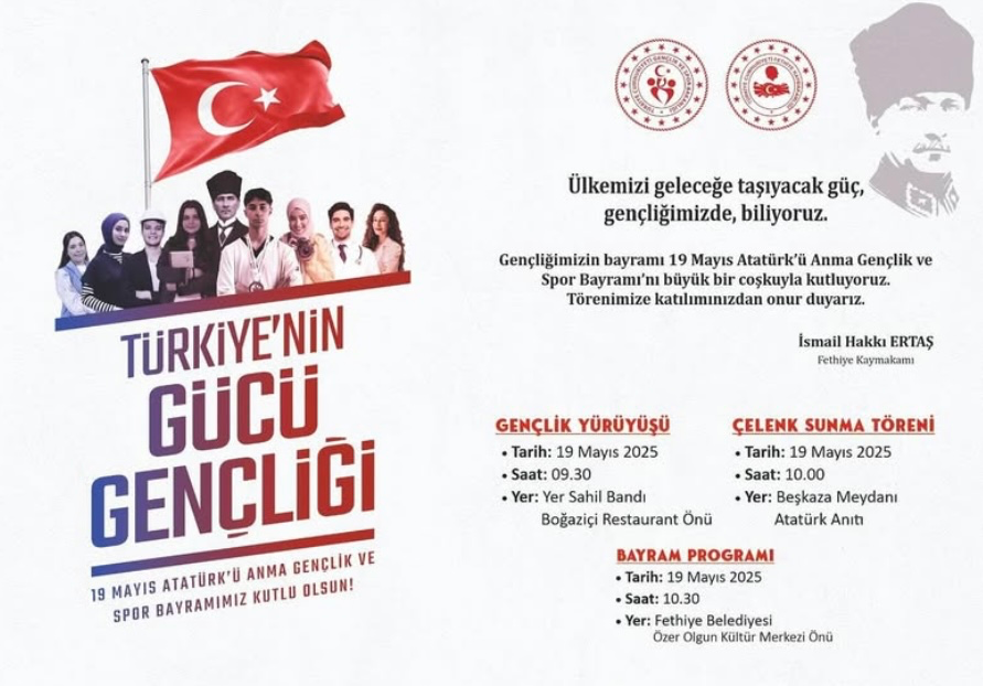 Fethiye Kaymakamlığı’ndan 19 Mayıs’a Özel Program: “Türkiye’nin Gücü Gençliği”