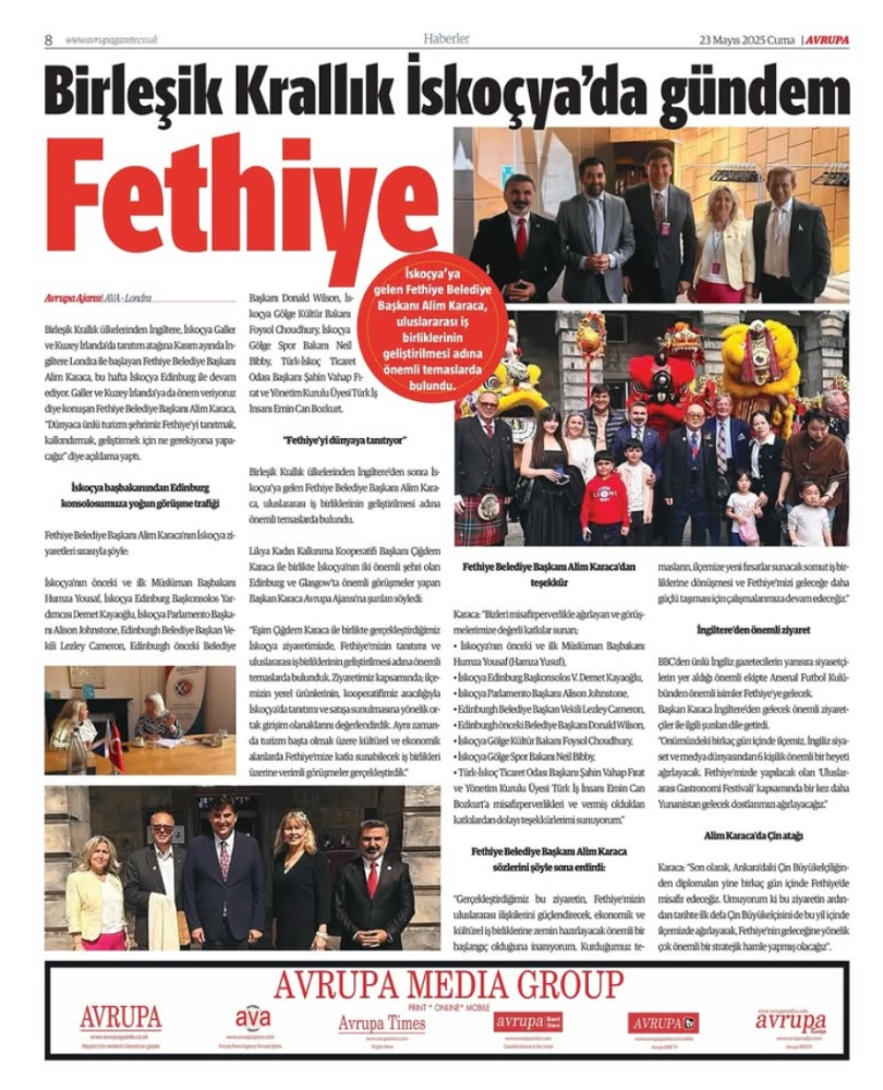Fethiye İskoçya’da Gündemde: Uluslararası Tanıtım Hamlesi Avrupa Basınında