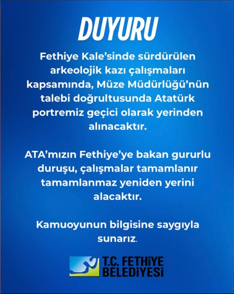 Fethiye Kalesi’ndeki Atatürk Portresi Geçici Olarak Kaldırılıyor